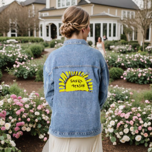 Sunny Person Yellow Black Sun Rays Denim Jacket