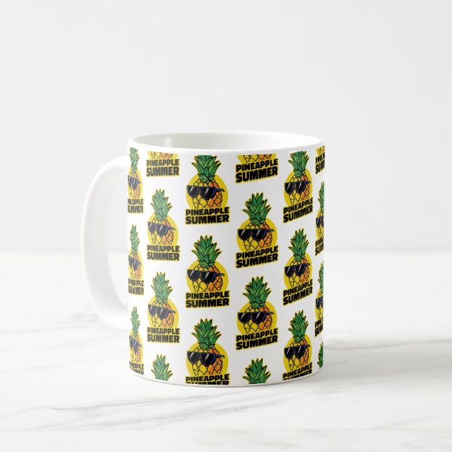 Sunny Pineapple: Summer Vibes with Sunglasses Coffee Mug (Front Left)