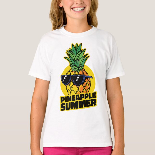 Sunny Pineapple: Summer Vibes with Sunglasses T-Shirt (Front)