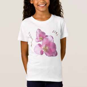 Sunny Pink Tulips Flower Girl Babydoll T-shirt