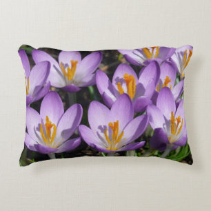 Sunny Purple Crocuses Decorative Cushion