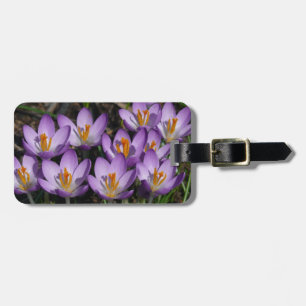 Sunny Purple Crocuses Luggage Tag