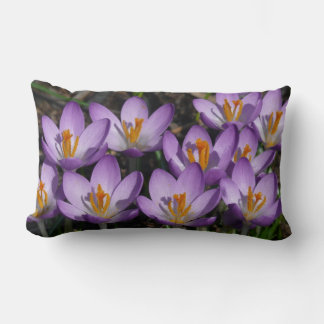 Sunny Purple Crocuses Lumbar Cushion