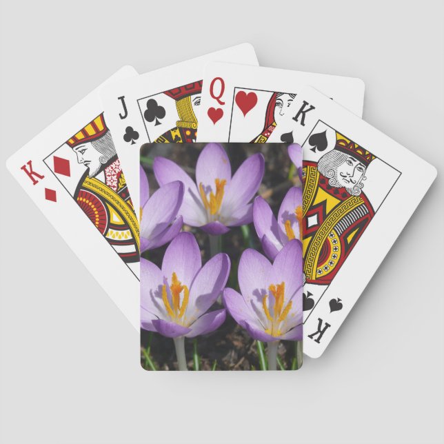 Sunny Purple Crocuses Playing Cards (Back)