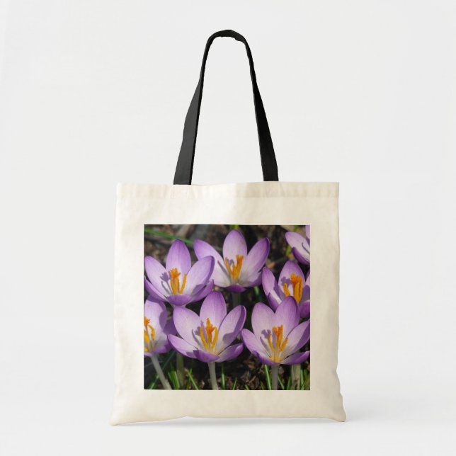 Sunny Purple Crocuses Tote Bag (Front)