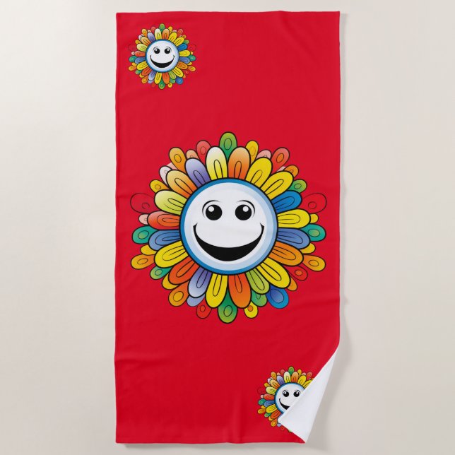 Sunny Ray Flower Beach Towel (Front)