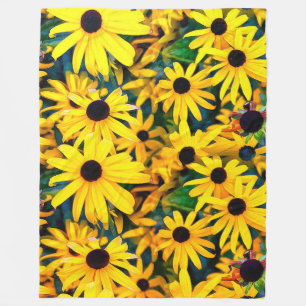 Sunny Rudbeckia Black-Eyed Susan Fleece Blanket