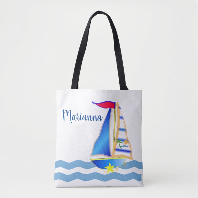 Sunny Sailing Day Custom Tote Bag (Front)