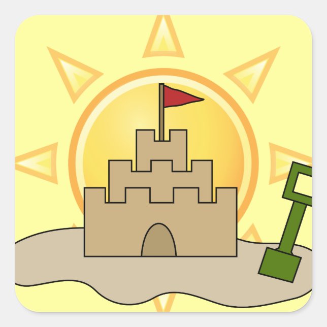 Sunny Sandcastle Square Sticker (Front)