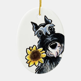 Sunny Schnauzer Classic Personalised Ceramic Tree Decoration