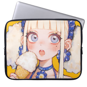 Sunny Scoop Anime Girl with Vanilla Cone Laptop Sleeve