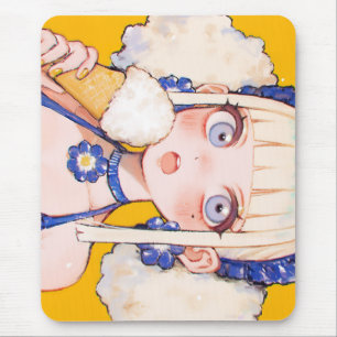 Sunny Scoop Anime Girl with Vanilla Cone Mouse Pad