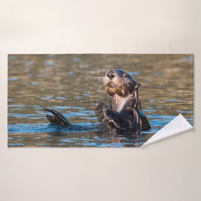 Sunny Sea Otter Bath Towel (Bath Towel)