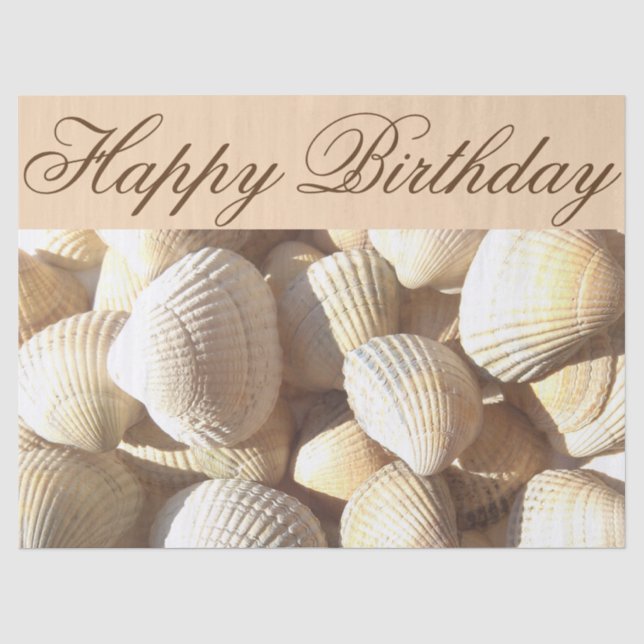 Sunny Sea Shells Collection Happy Birthday Tissue Paper (Front)