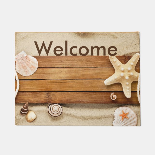"Sunny Seashell" Beach Door Mat (Front)