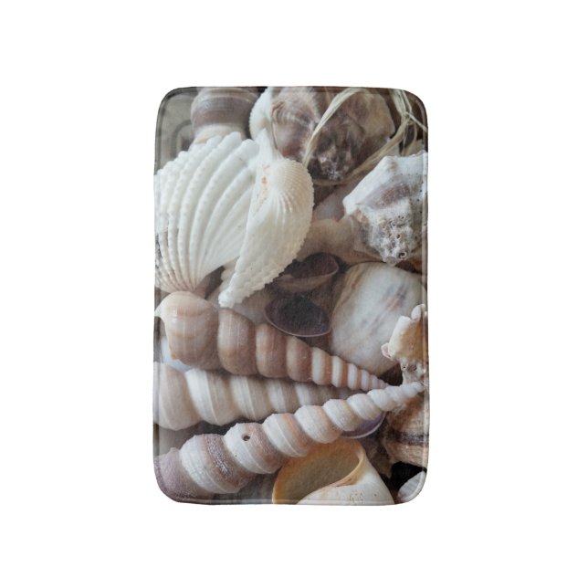 Sunny Seashells Bath Mat Summer Beach Exotic Shell (Front Vertical)