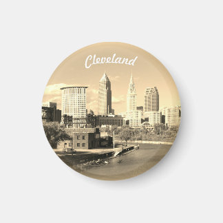 Sunny Sepia River View Cleveland Magnet