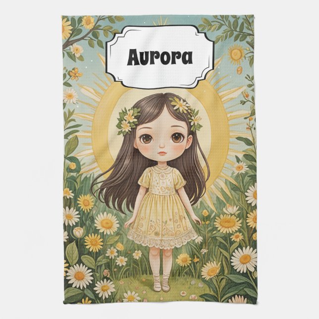 Sunny Serenade Personalized Tea Towel (Vertical)