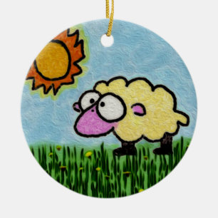 Sunny Sheep Ceramic Tree Decoration