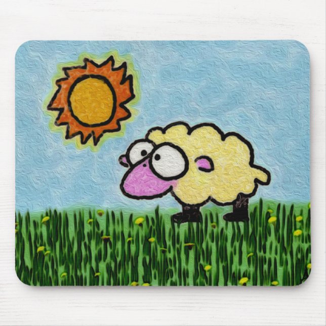 Sunny Sheep Mouse Pad (Front)