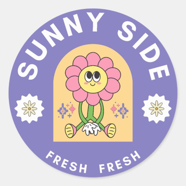 sunny side flower classic round sticker (Front)
