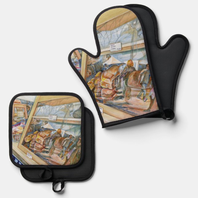 Sunny-side of Insanity Oven Mitt & Pot Holder Set (Front/Back)