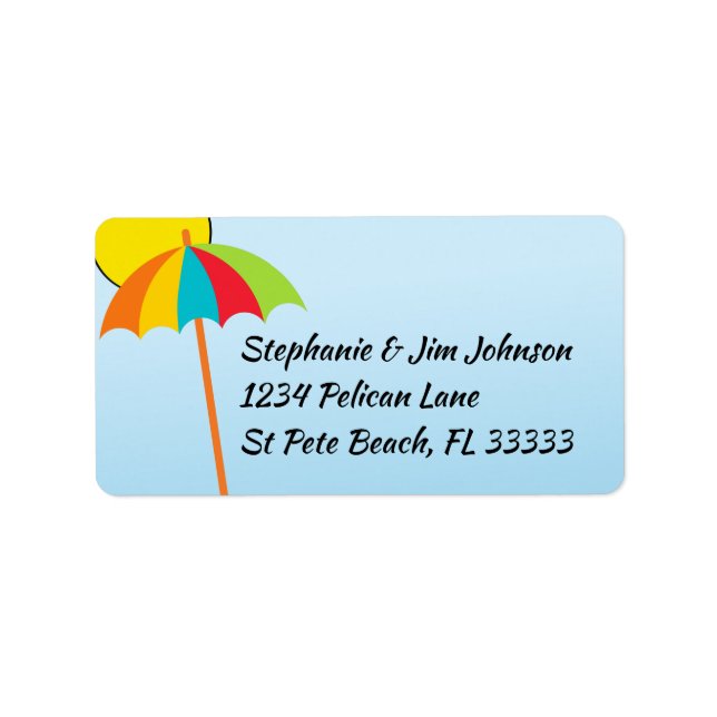 Sunny Sky Beach Umbrella Address Label (Front)