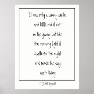 Sunny Smile Inspirational Poem F. Scott Fitzgerald Poster