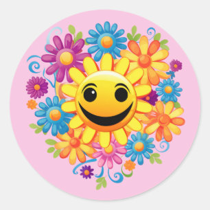 Sunny Smiles Classic Round Sticker