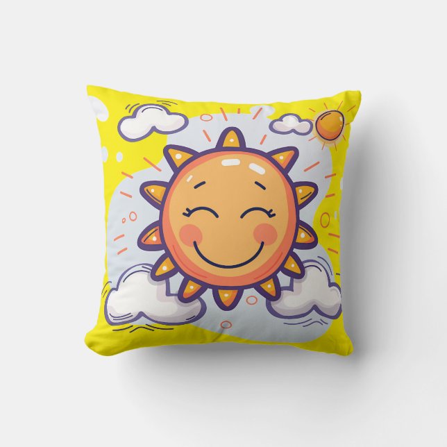 Sunny Smiles Throw Pillow – Brighten Any Room! (Front)
