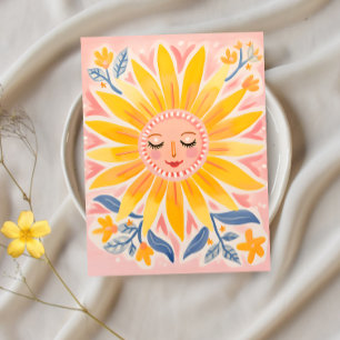 Sunny Smiles: Whimsical Sunflower Postcard