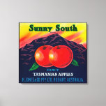 Sunny South Apple LabelHobart, Australia Canvas Print<br><div class="desc">Sunny South Apple Label - Hobart,  Australia  was created in 1930. This image depicts scenes from Hobart,  Australia.</div>