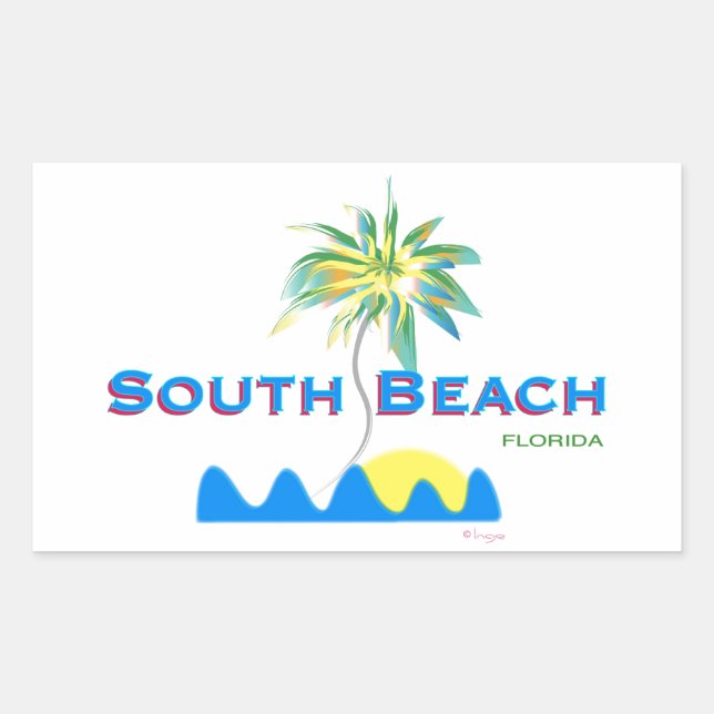 Sunny South Beach, Florida Rectangular Sticker (Front)
