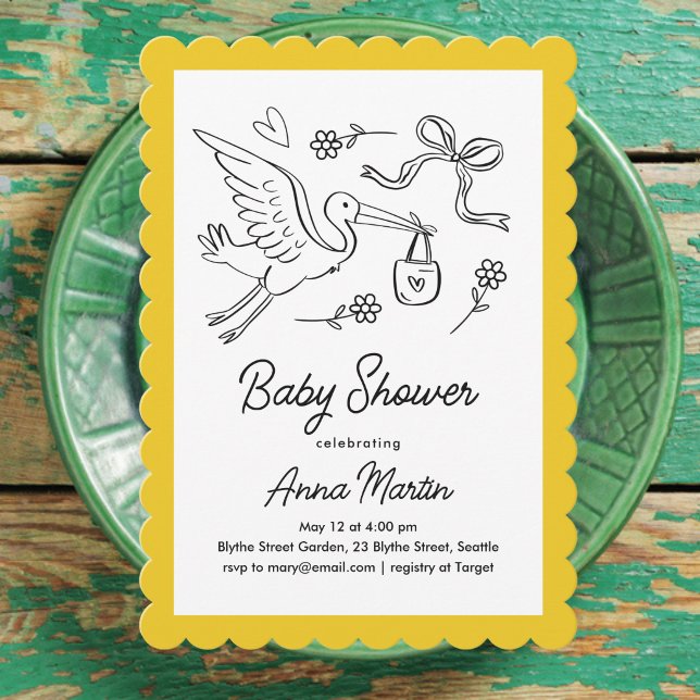 Sunny Stork Baby Shower Invitation (Creator Uploaded)