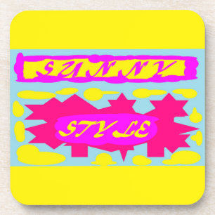 SUNNY STYLE DEEP PINK CANARY YELLOW AND SKY BLUE COASTER