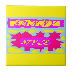 SUNNY STYLE DEEP PINK CANARY YELLOW AND SKY BLUE TILE