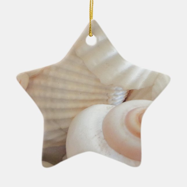Sunny Summer Seashells Collection Ceramic Tree Decoration (Front)