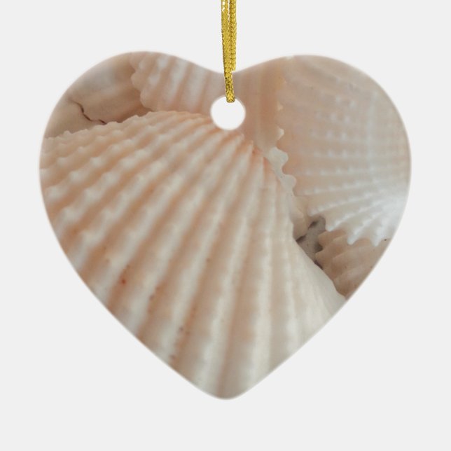 Sunny Summer Seashells. Romantic, Exotic Tropical Ceramic Tree Decoration (Front)