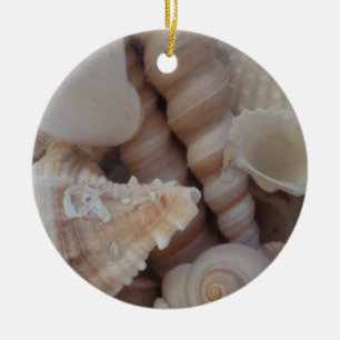 Sunny Summer Seashells, Sea Shell Beach Love Ceramic Tree Decoration