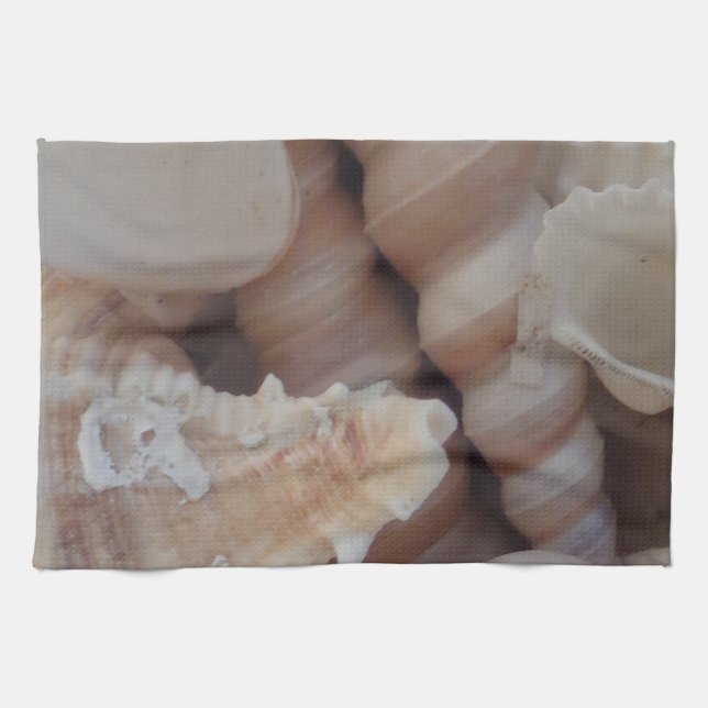 Sunny Summer Seashells, Sea Shell Beach Love Tea Towel (Horizontal)