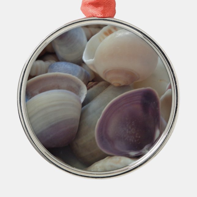 Sunny Summer Seashells, Sea Shell Beach Ocean Metal Tree Decoration (Front)