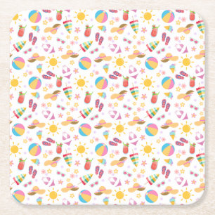 Sunny Summer  Square Paper Coaster