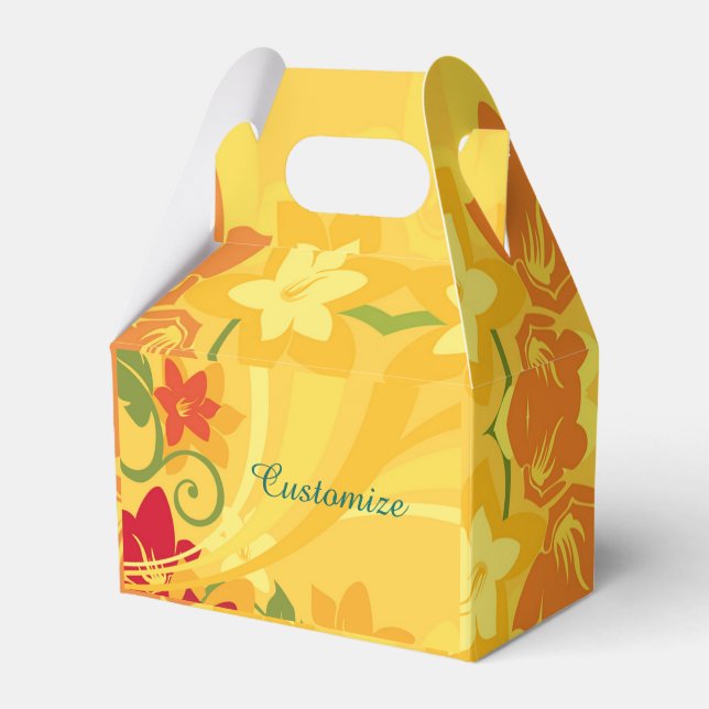 Sunny Summer Yellow Floral Gable Favour Box (Front Side)