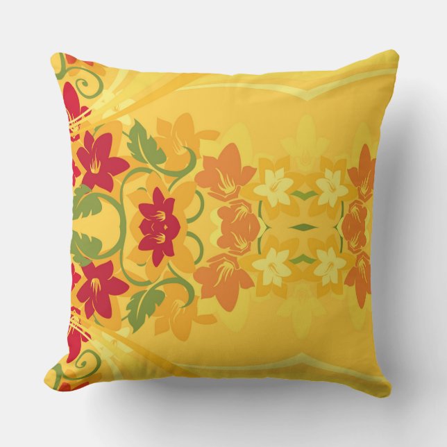 Sunny Summer Yellow Floral Throw Pillow (Front)