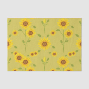 Sunny Sunflower Field Pattern Rustic Olive Green Tissue Paper