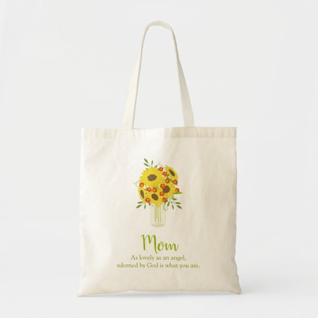 Sunny Sunflower Mom Tote Bag (Front)