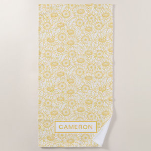 Sunny Sunflower Pattern Beach Towel