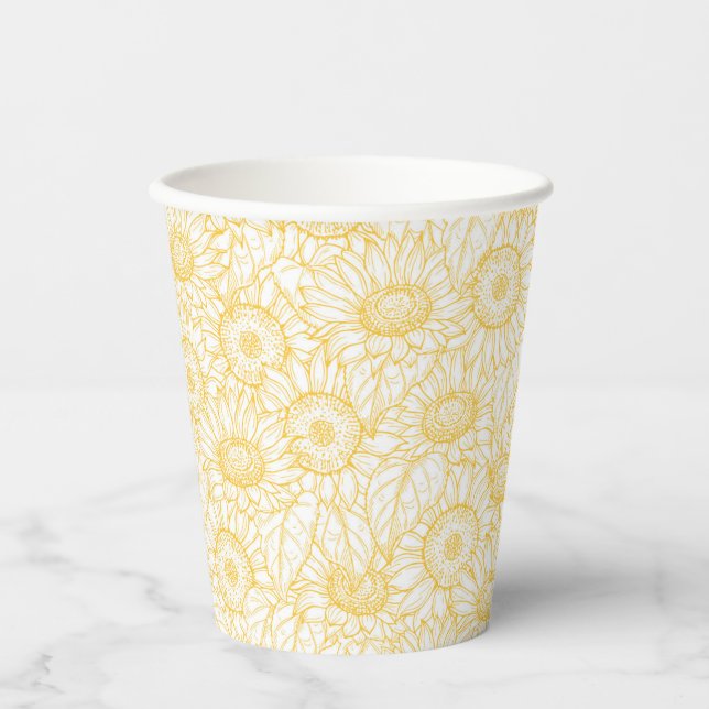 Sunny Sunflower Pattern Paper Cups (Front)