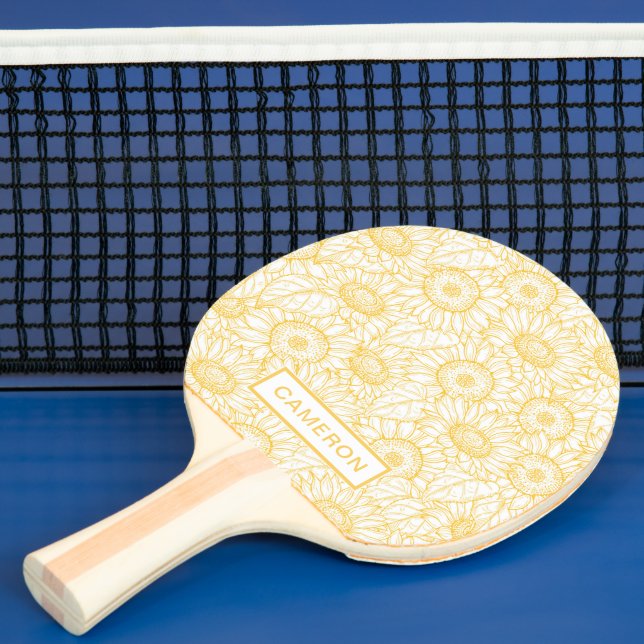 Sunny Sunflower Pattern Ping Pong Paddle (Insitu)