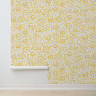 Sunny Sunflower Pattern Wallpaper